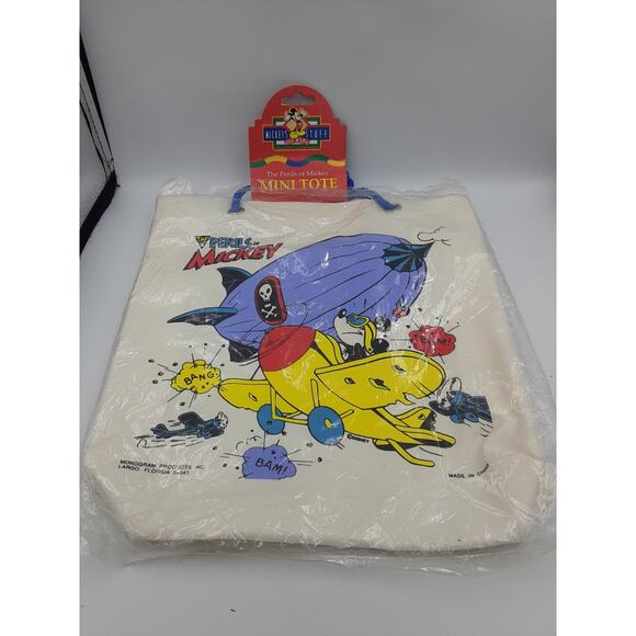 Vntg The Perils of Mickey Mini tote bag Disney New in pkg White Bag 2 avail - Picture 1 of 4